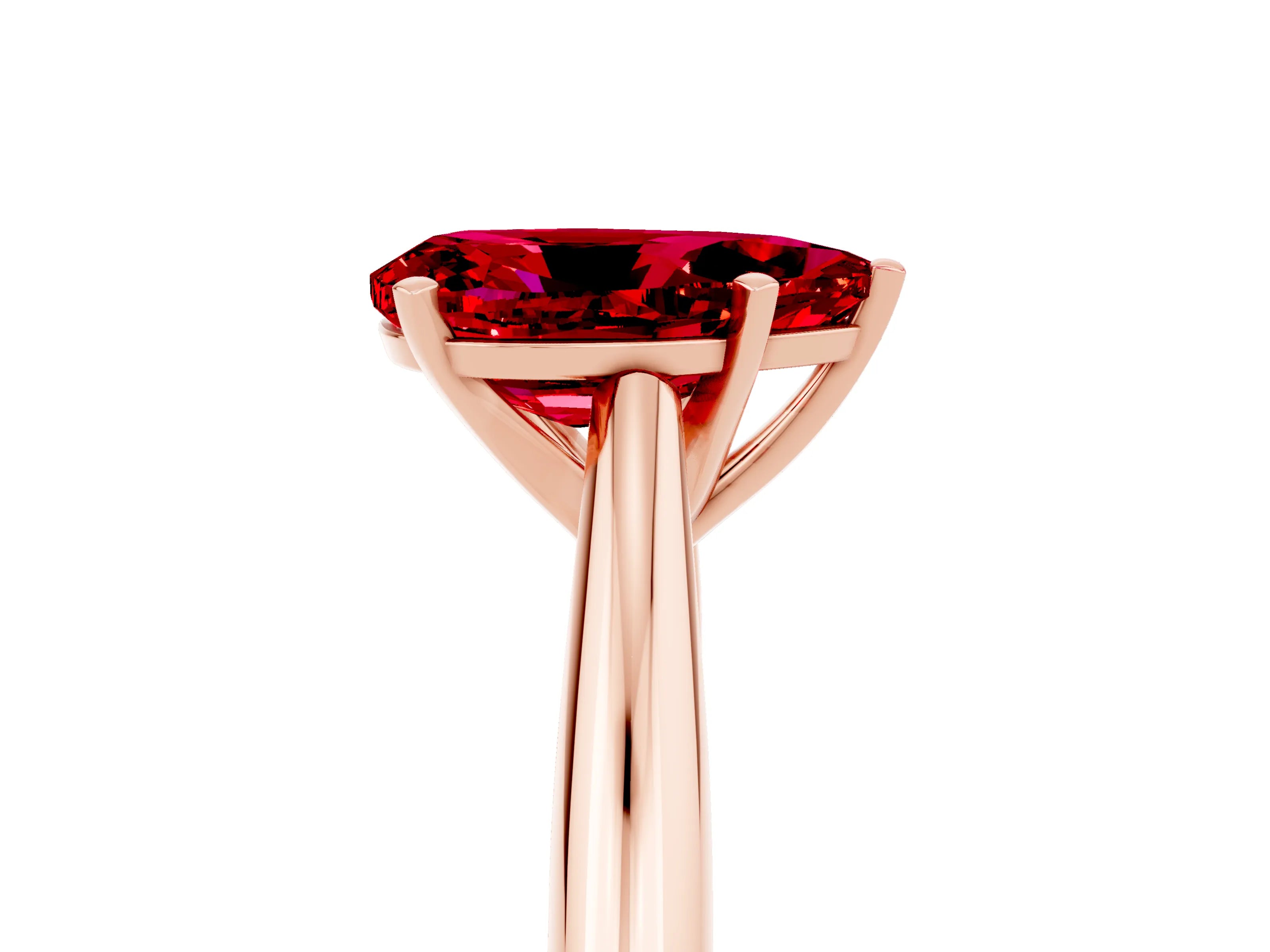 Rose gold Pear Cut Ruby Solitaire Engagement Ring with Cathedral Setting and Four-Prong Mount_17