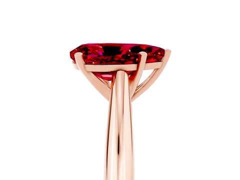 Rose gold Pear Cut Ruby Solitaire Engagement Ring with Cathedral Setting and Four-Prong Mount_17