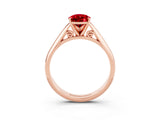 Rose gold Pear Cut Ruby Solitaire Engagement Ring with Cathedral Setting and Four-Prong Mount_21