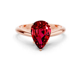 Rose gold Pear Cut Ruby Solitaire Engagement Ring with Cathedral Setting and Four-Prong Mount_24