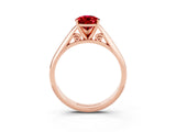 Rose gold Pear Cut Ruby Solitaire Engagement Ring with Cathedral Setting and Four-Prong Mount_27