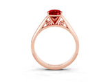 Rose gold Pear Cut Ruby Solitaire Engagement Ring with Cathedral Setting and Four-Prong Mount_81