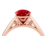 Rose gold Pear Cut Ruby Solitaire Engagement Ring with Cathedral Setting and Four-Prong Mount_82