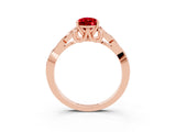 Rose gold Pear Cut Ruby Solitaire Engagement Ring with Celtic Knot Band and Four-Prong Setting_3
