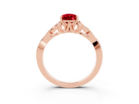 Rose gold Pear Cut Ruby Solitaire Engagement Ring with Celtic Knot Band and Four-Prong Setting_3