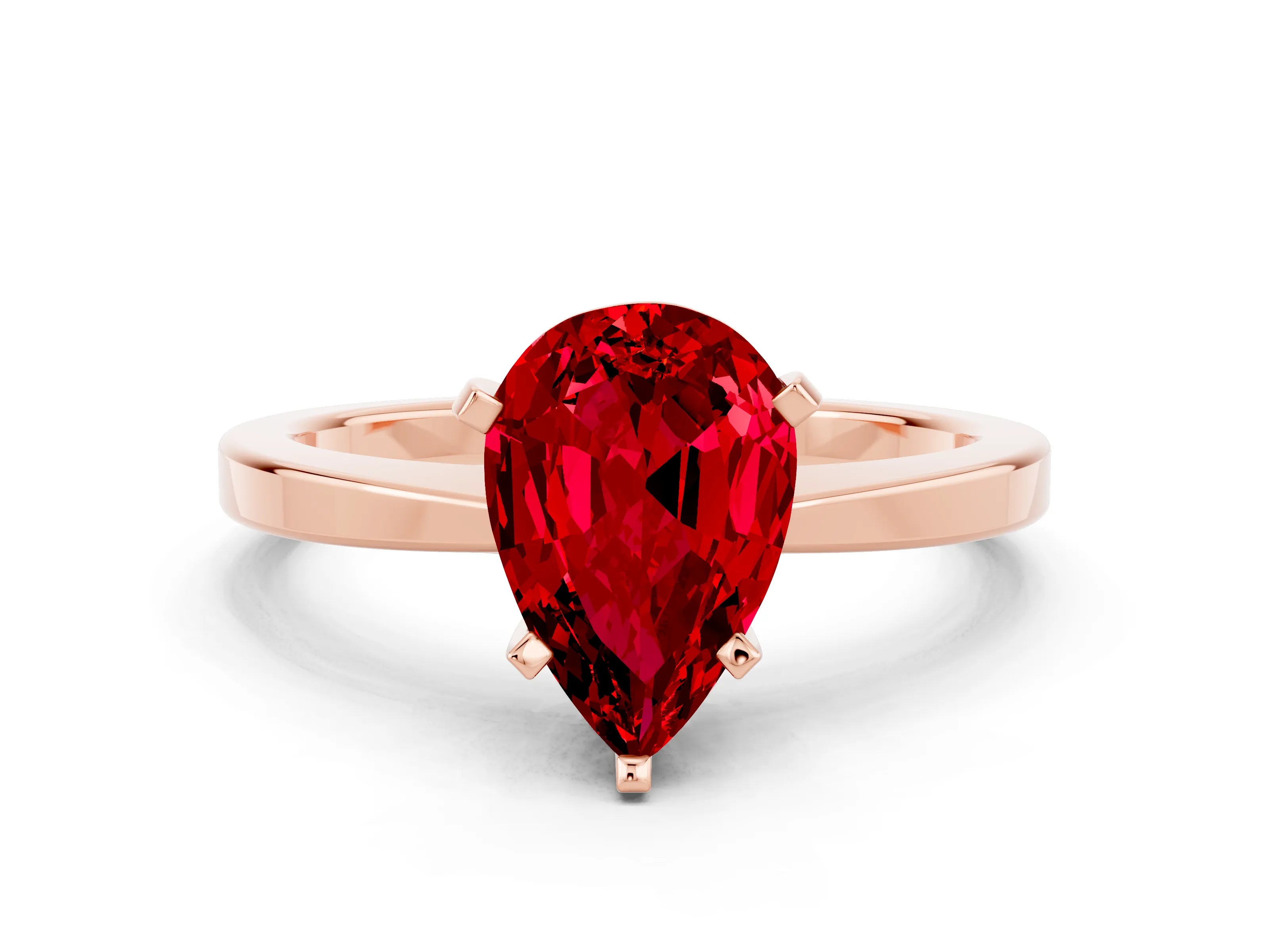 Rose gold Pear Cut Ruby Solitaire Engagement Ring with Classic Band and Four-Prong Setting_24