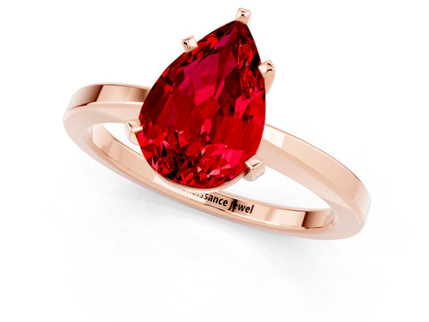 Rose gold Pear Cut Ruby Solitaire Engagement Ring with Classic Band and Four-Prong Setting_25