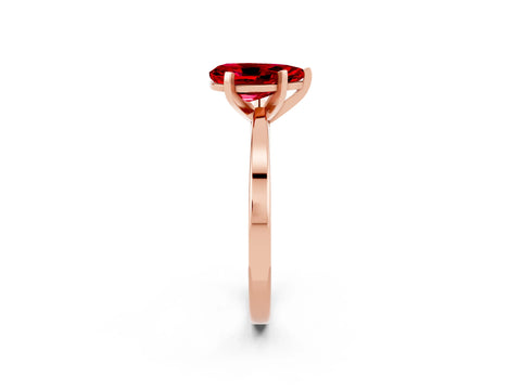 Rose gold Pear Cut Ruby Solitaire Engagement Ring with Classic Band and Four-Prong Setting_26