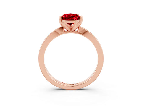 Rose gold Pear Cut Ruby Solitaire Engagement Ring with Classic Band and Four-Prong Setting_27