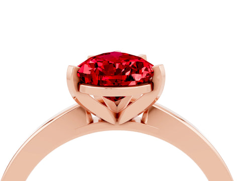 Rose gold Pear Cut Ruby Solitaire Engagement Ring with Classic Band and Four-Prong Setting_28
