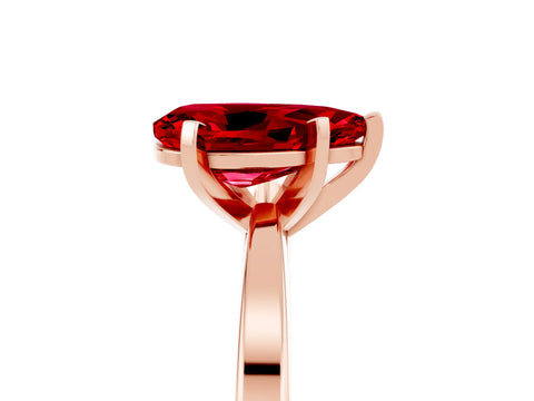 Rose gold Pear Cut Ruby Solitaire Engagement Ring with Classic Band and Four-Prong Setting_29