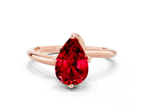 Rose gold Pear Cut Ruby Solitaire Engagement Ring with Four-Prong Setting and Classic Band_12