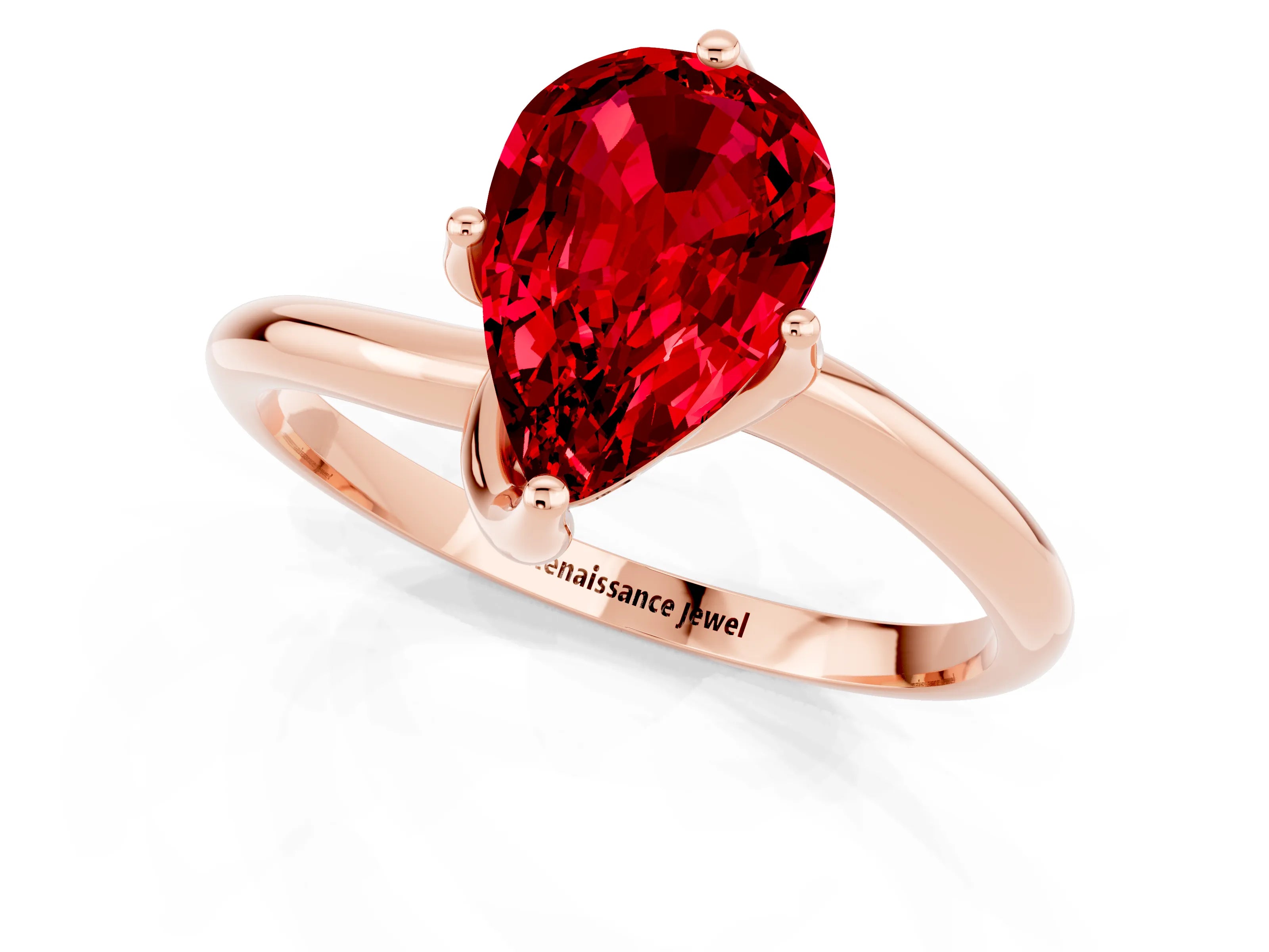 Rose gold Pear Cut Ruby Solitaire Engagement Ring with Four-Prong Setting and Classic Band_13