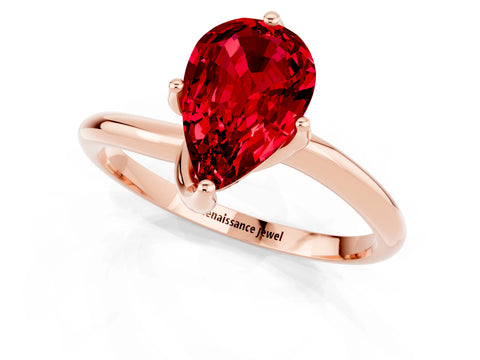 Rose gold Pear Cut Ruby Solitaire Engagement Ring with Four-Prong Setting and Classic Band_13