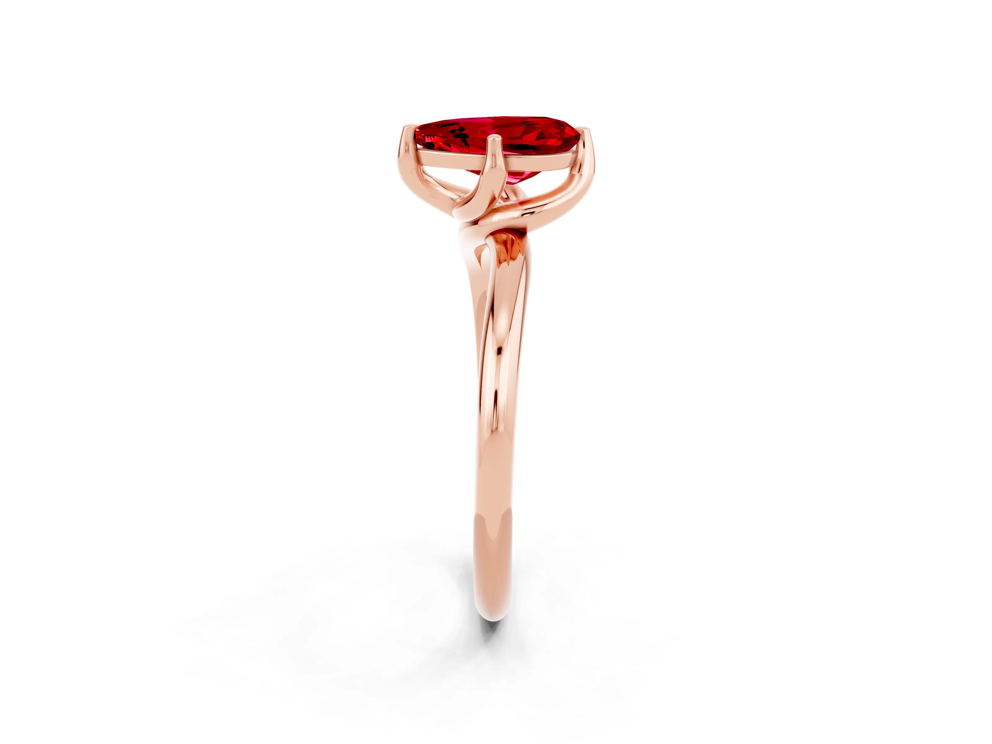 Rose gold Pear Cut Ruby Solitaire Engagement Ring with Four-Prong Setting and Classic Band_14