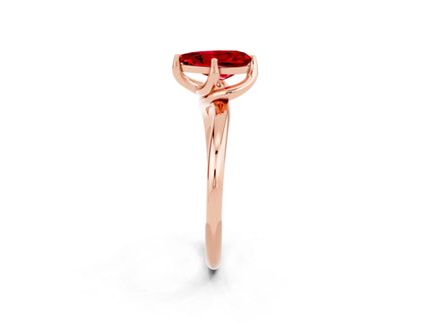 Rose gold Pear Cut Ruby Solitaire Engagement Ring with Four-Prong Setting and Classic Band_14