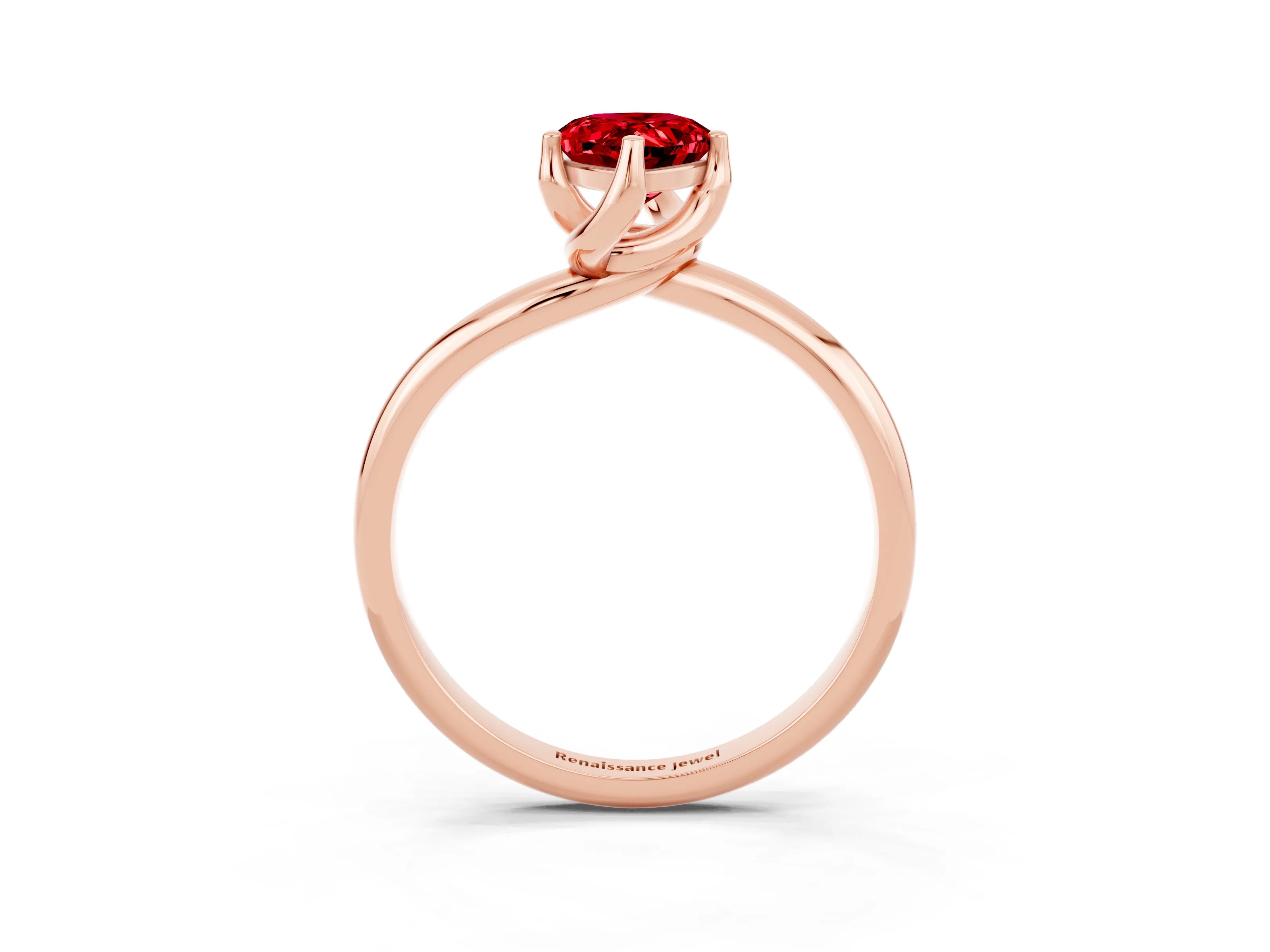 Rose gold Pear Cut Ruby Solitaire Engagement Ring with Four-Prong Setting and Classic Band_15