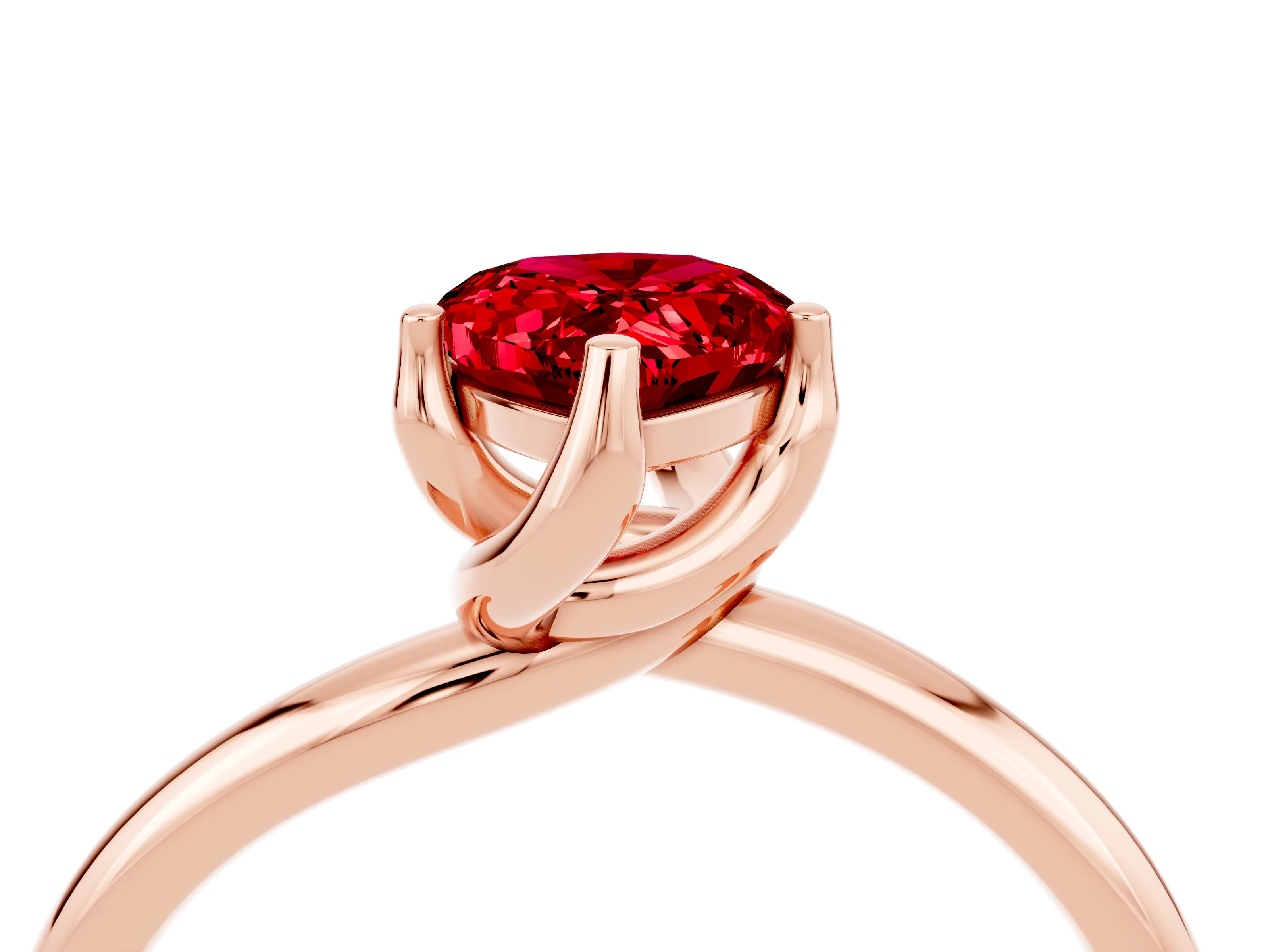Rose gold Pear Cut Ruby Solitaire Engagement Ring with Four-Prong Setting and Classic Band_16