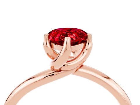 Rose gold Pear Cut Ruby Solitaire Engagement Ring with Four-Prong Setting and Classic Band_16
