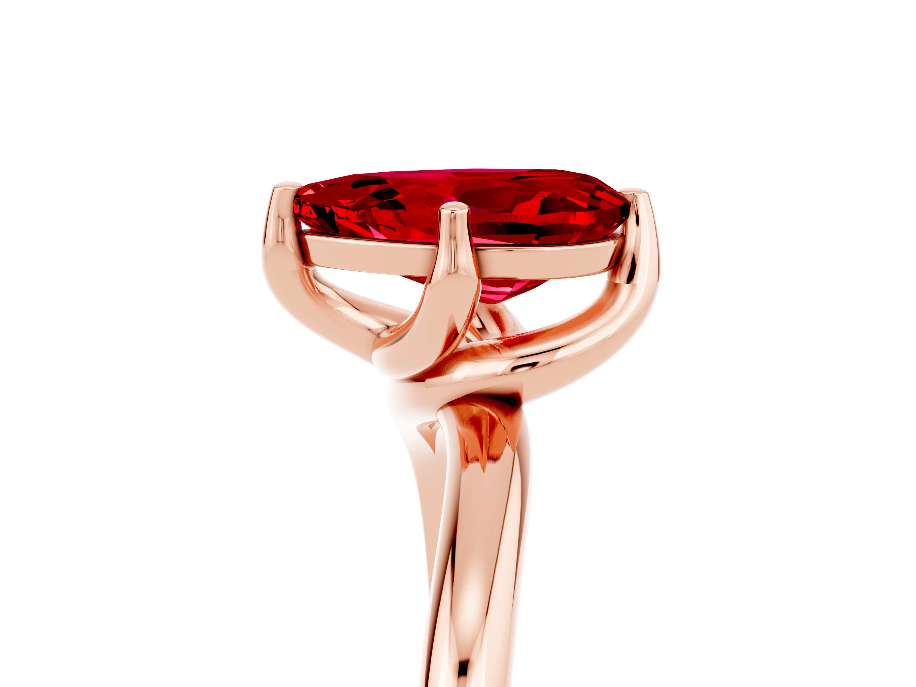 Rose gold Pear Cut Ruby Solitaire Engagement Ring with Four-Prong Setting and Classic Band_17