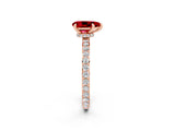 Rose gold Pear Cut Ruby Solitaire Engagement Ring with Pavé Band and Four-Prong Setting_2