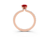 Rose gold Pear Cut Ruby Solitaire Engagement Ring with Pavé Band and Four-Prong Setting_3