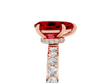Rose gold Pear Cut Ruby Solitaire Engagement Ring with Pavé Band and Four-Prong Setting_5