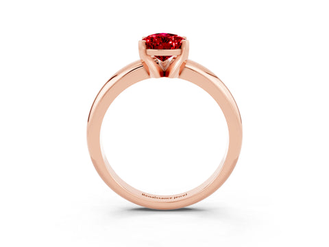 Rose gold Pear Cut Ruby Solitaire Engagement Ring with Round Band and Four-Prong Setting_3