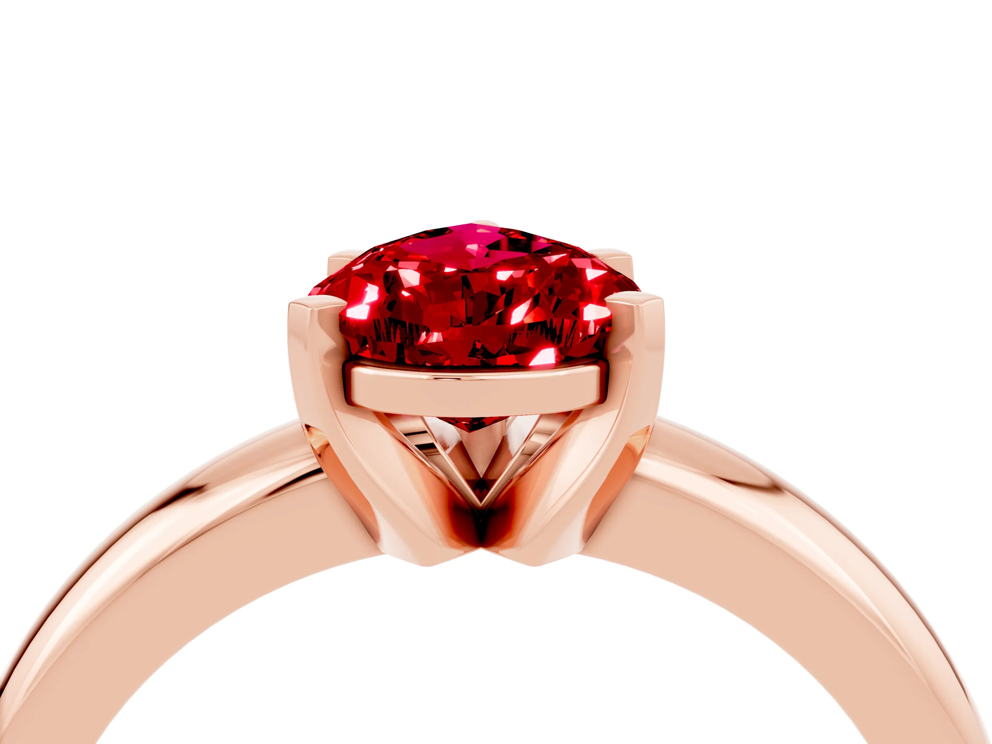 Rose gold Pear Cut Ruby Solitaire Engagement Ring with Round Band and Four-Prong Setting_4