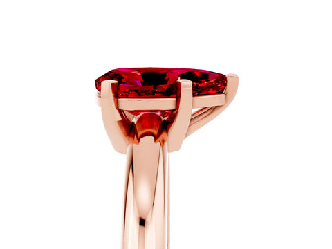 Rose gold Pear Cut Ruby Solitaire Engagement Ring with Round Band and Four-Prong Setting_5