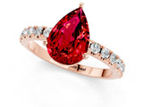 Rose gold Pear Cut Ruby Solitaire Pavé Band with Four-Prong Setting_1