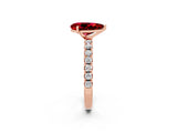 Rose gold Pear Cut Ruby Solitaire Pavé Band with Four-Prong Setting_2