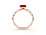 Rose gold Pear Cut Ruby Solitaire Pavé Band with Four-Prong Setting_3