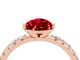 Rose gold Pear Cut Ruby Solitaire Pavé Band with Four-Prong Setting_4