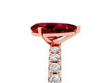 Rose gold Pear Cut Ruby Solitaire Pavé Band with Four-Prong Setting_5