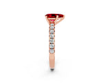 Rose gold Pear Cut Ruby Solitaire Pavé Engagement Ring with Round Band and Prong Setting_75