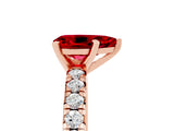 Rose gold Pear Cut Ruby Solitaire Pavé Engagement Ring with Round Band and Prong Setting_78