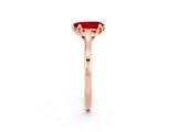 Rose gold Pear Cut Ruby Solitaire Ring with Flower Prong Setting and Classic Band_14