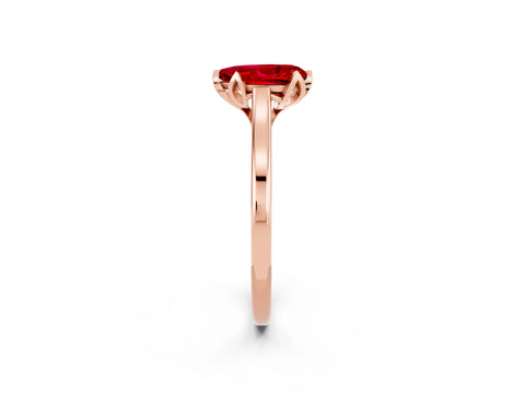Rose gold Pear Cut Ruby Solitaire Ring with Flower Prong Setting and Classic Band_14