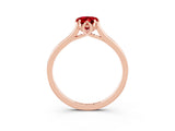 Rose gold Pear Cut Ruby Solitaire Ring with Flower Prong Setting and Classic Band_15