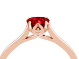 Rose gold Pear Cut Ruby Solitaire Ring with Flower Prong Setting and Classic Band_16