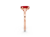 Rose gold Pear Cut Ruby Solitaire Ring with Flower Prong Setting and Classic Band_38