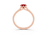 Rose gold Pear Cut Ruby Solitaire Ring with Flower Prong Setting and Classic Band_39