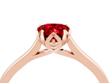 Rose gold Pear Cut Ruby Solitaire Ring with Flower Prong Setting and Classic Band_40