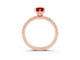 Rose gold Pear Cut Ruby Solitaire Ring with Pavé Accents and Four-Prong Setting_3