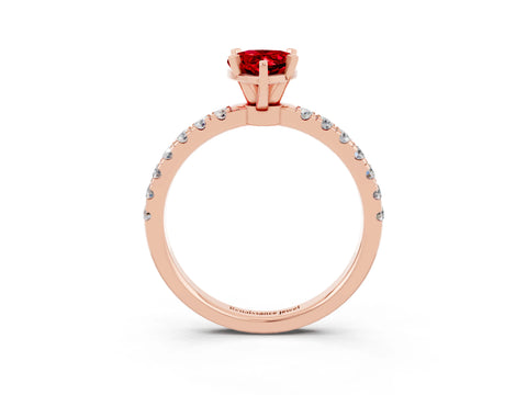 Rose gold Pear Cut Ruby Solitaire Ring with Pavé Accents and Four-Prong Setting_3