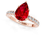 Rose gold Pear Cut Ruby Solitaire Ring with Pavé Band and Four-Prong Setting_25