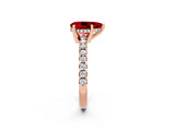 Rose gold Pear Cut Ruby Solitaire Ring with Pavé Band and Four-Prong Setting_26