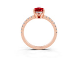 Rose gold Pear Cut Ruby Solitaire Ring with Pavé Band and Four-Prong Setting_27