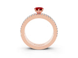 Rose gold Pear Cut Ruby Solitaire Ring with Pavé and Channel Set Band_3